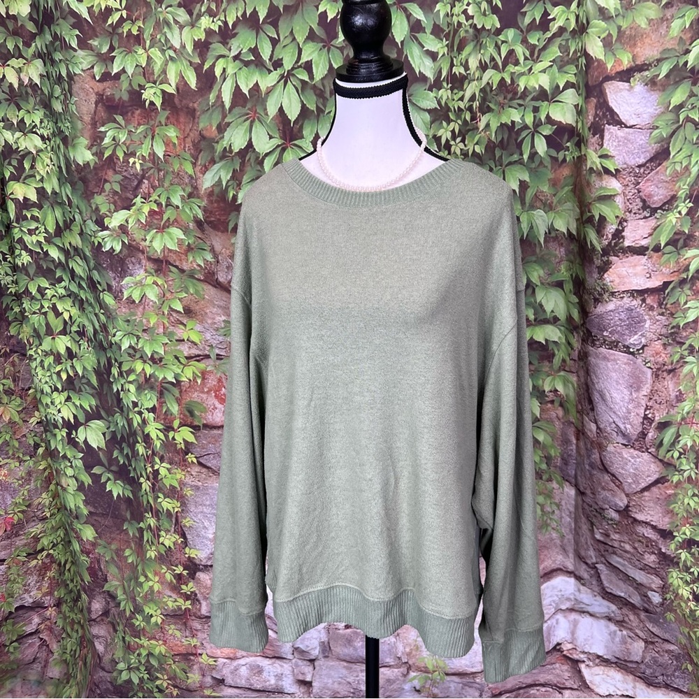 78 & SUNNY Dark Academia Sage Green Dolman Sleeve Spring Sweater, XL - Picture 6 of 14